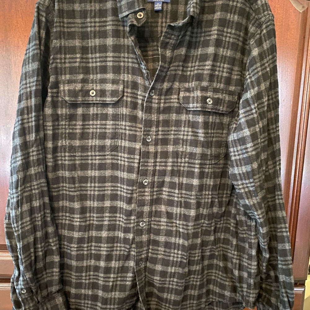 George Black and Gray Checkered Shirt Jacket